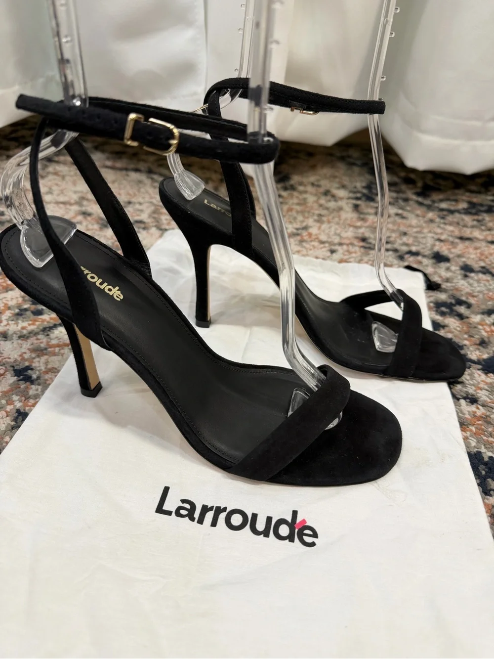 Larroude ‘The Nyx Heel’ in Black Suede Size 9
